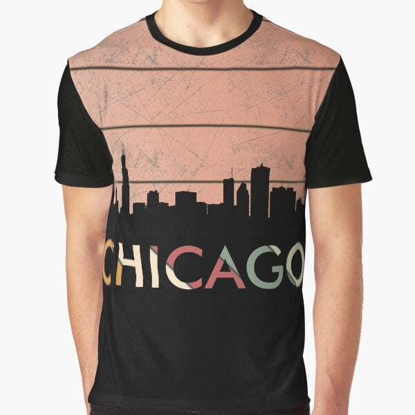 Chicago Sunset Design Silhouette Design Sunset Design Atlanta Skyline Graphic T Shirt