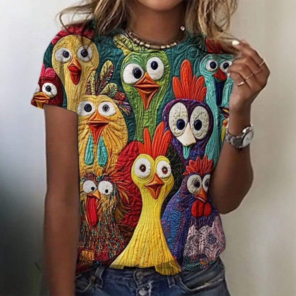 Chicken Colorful Shirt Cute Graphic T-Shirt For Women's Gifts For Chicken Lovers