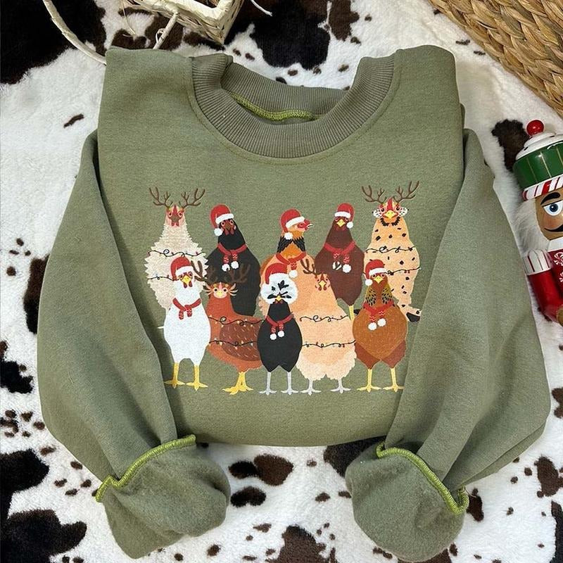 Christmas Chickens Sweatshirts - Hoodie - Unisex Tee style 001