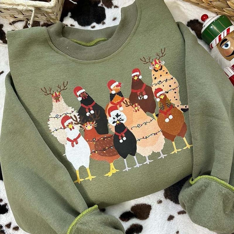 Christmas Chickens Sweatshirts - Hoodie - Unisex Tee style 001