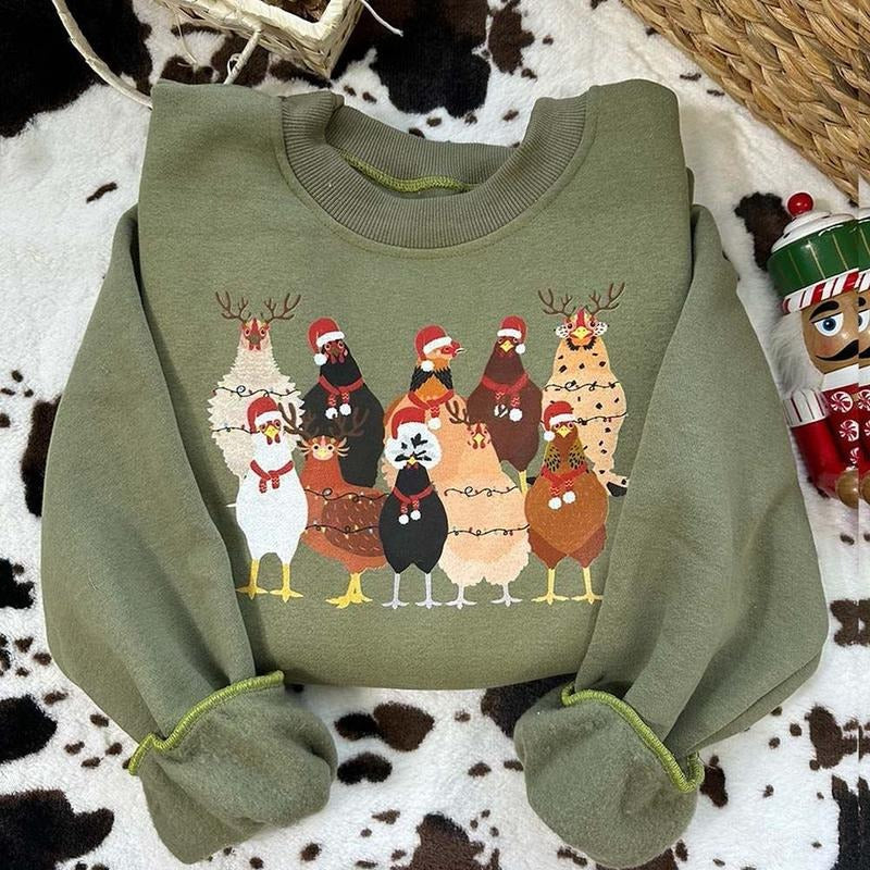 Christmas Chickens Sweatshirts - Hoodie - Unisex Tee style 001