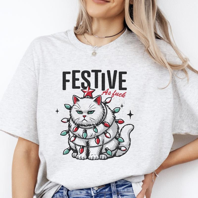 Christmas Tarot Card T-Shirts  - Print is Sublimation, Unisex T-Shirt, Funny Tee, Funny Apparel, Gift Idea, Relaxed Fit, Casual Apparel, Cute Top, Great with Jeans, All Seasons, Fun Style, Comfortable Shirt Womenswear Graphic