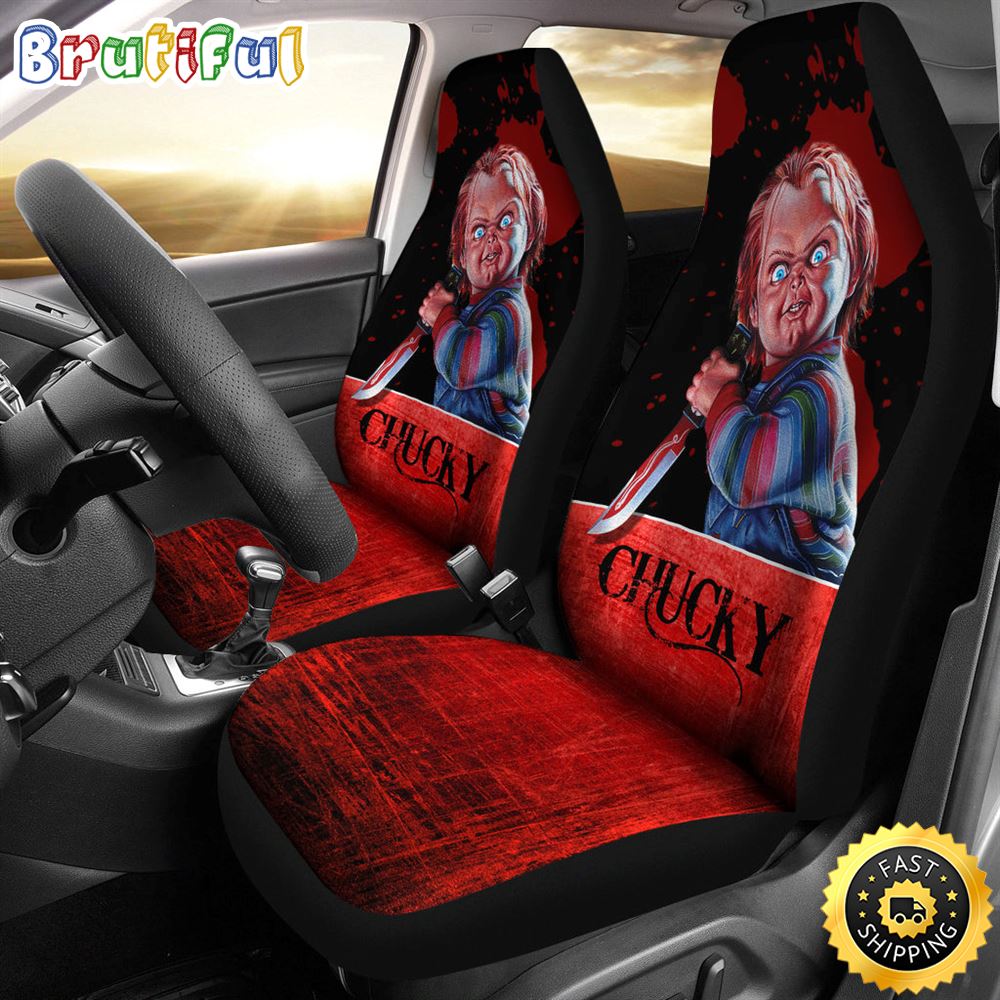 Chucky Blood Horror Movie Iron Car Seat Covers Chucky Horror Film Car Accesories