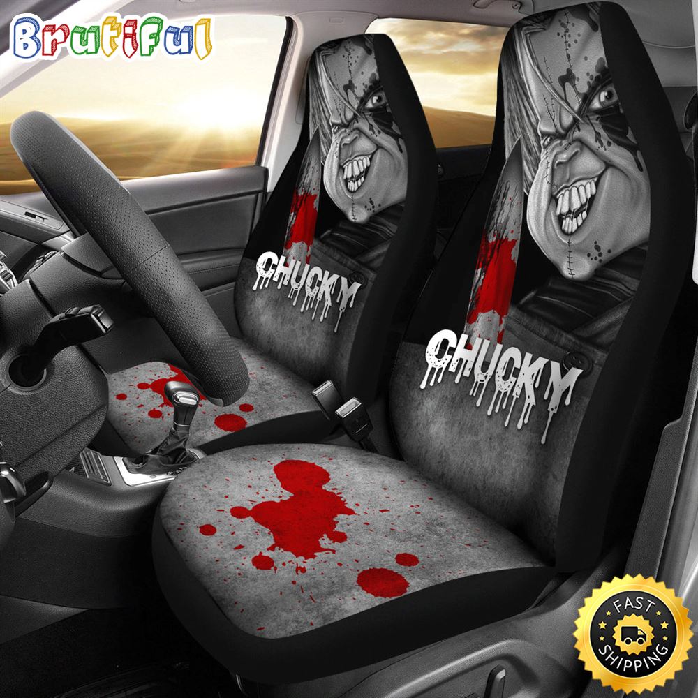 Chucky Face Blood Horror Halloween Car Seat Covers Chucky Horror Film Car Accesories