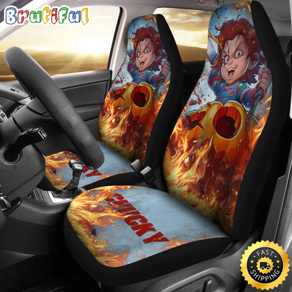 Chucky Fire Horror Movie Iron Car Seat Covers Chucky Horror Film Car Accesories