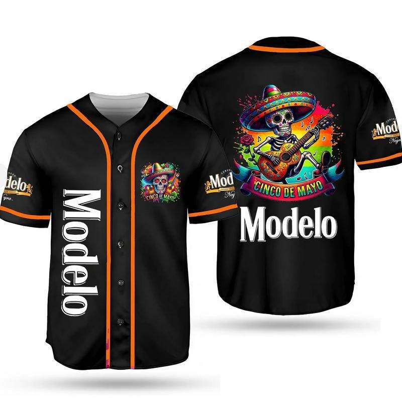 Cinco de Mayo Modelo Skull Baseball Jersey, Modelo Beer Cinc T-Shirts, Hoodie, Sweatshirt | RetroDripTee.com