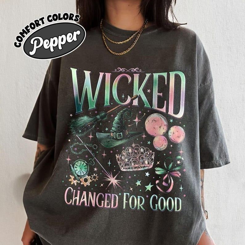 Comfort Colors Wicked Change For Good Shirt, Defy Gravity Broomstick Magic Wand, Wizard Movie Fan Shirt, Wicked Musical Fan Gift