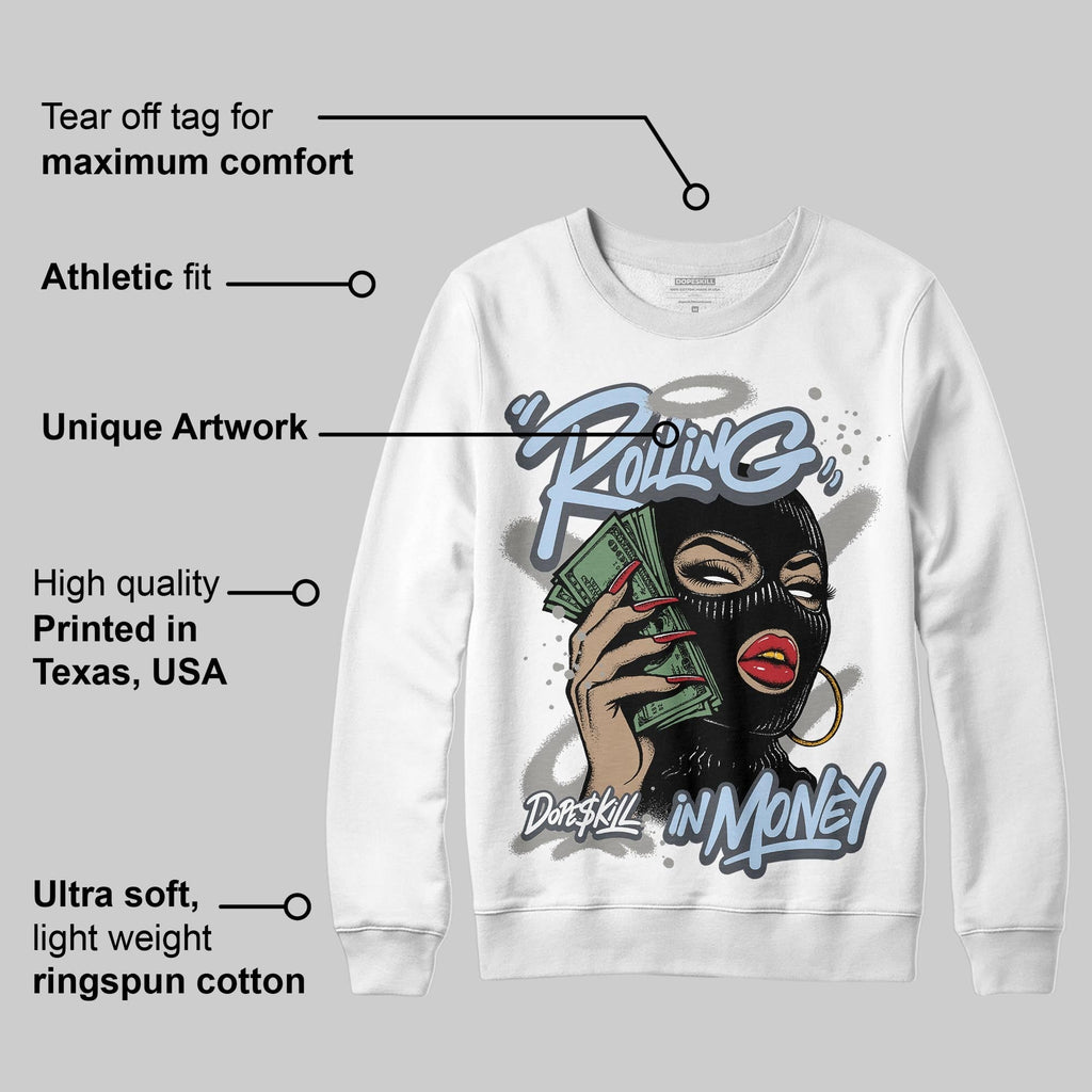 Cool Grey 11s DopeSkill Sweatshirt Rolling in Money Graphic