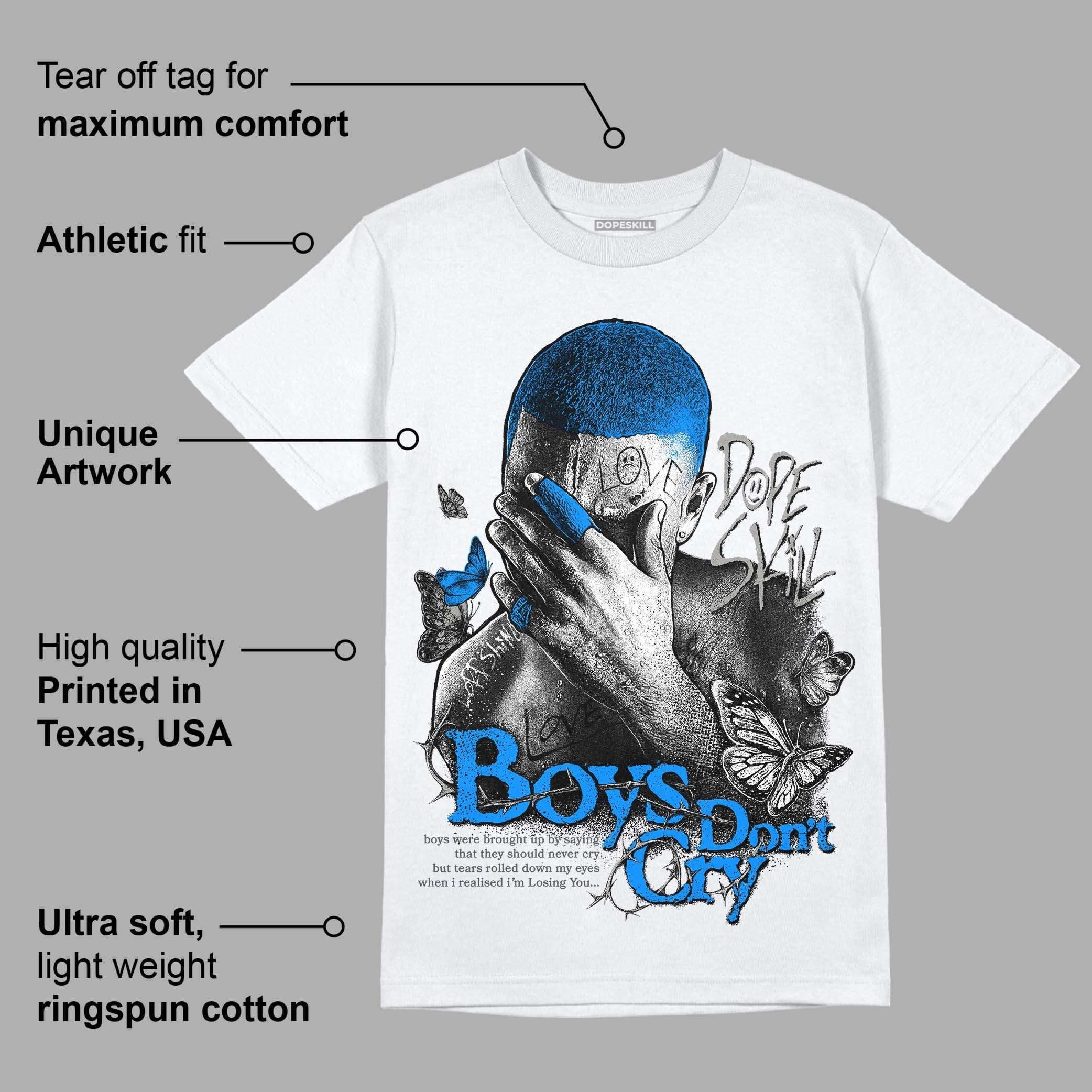 Cool Grey 11s DopeSkill T-Shirt Boys Don't Cry Graphic