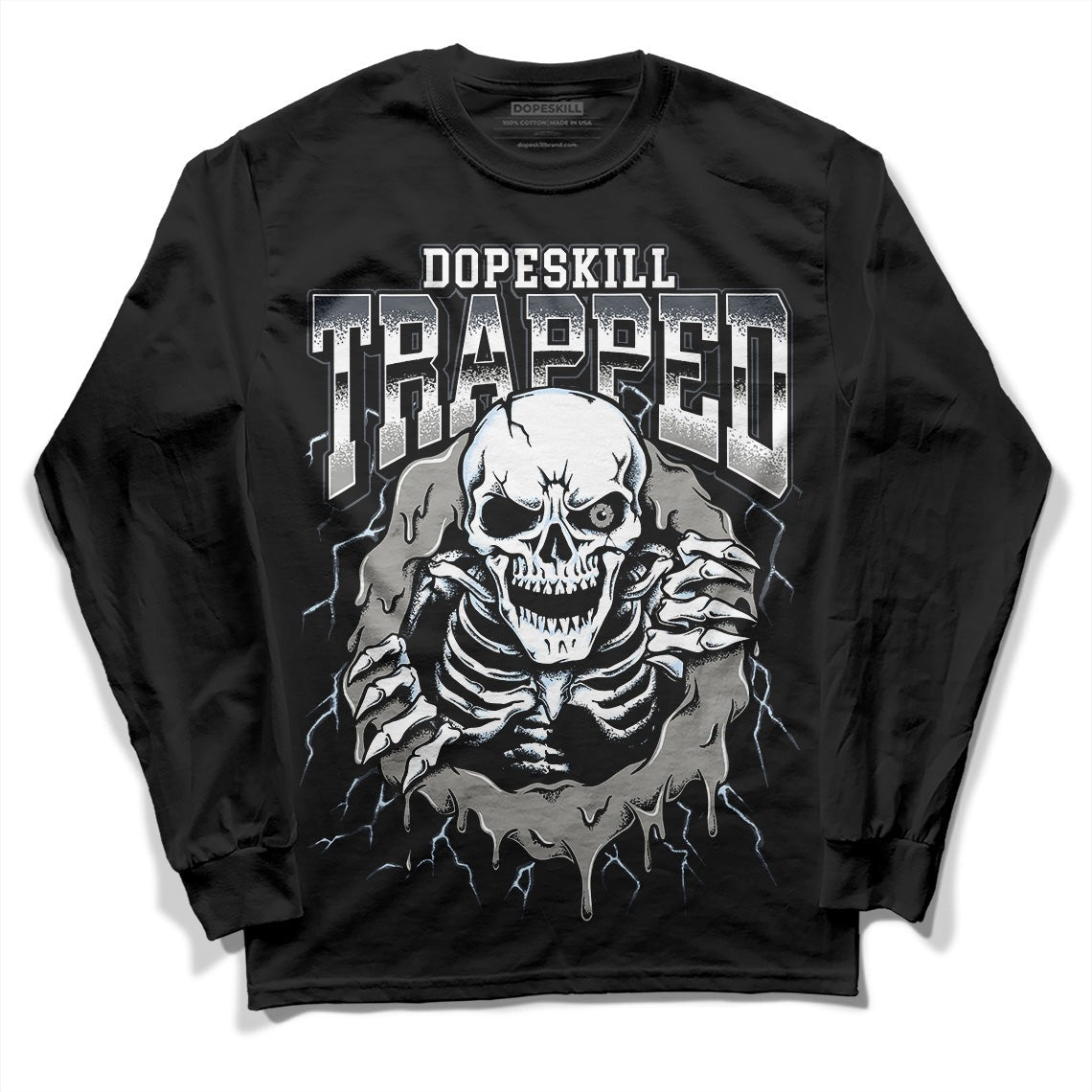 Cool Grey 6s DopeSkill Long Sleeve T-Shirt Trapped Halloween Graphic