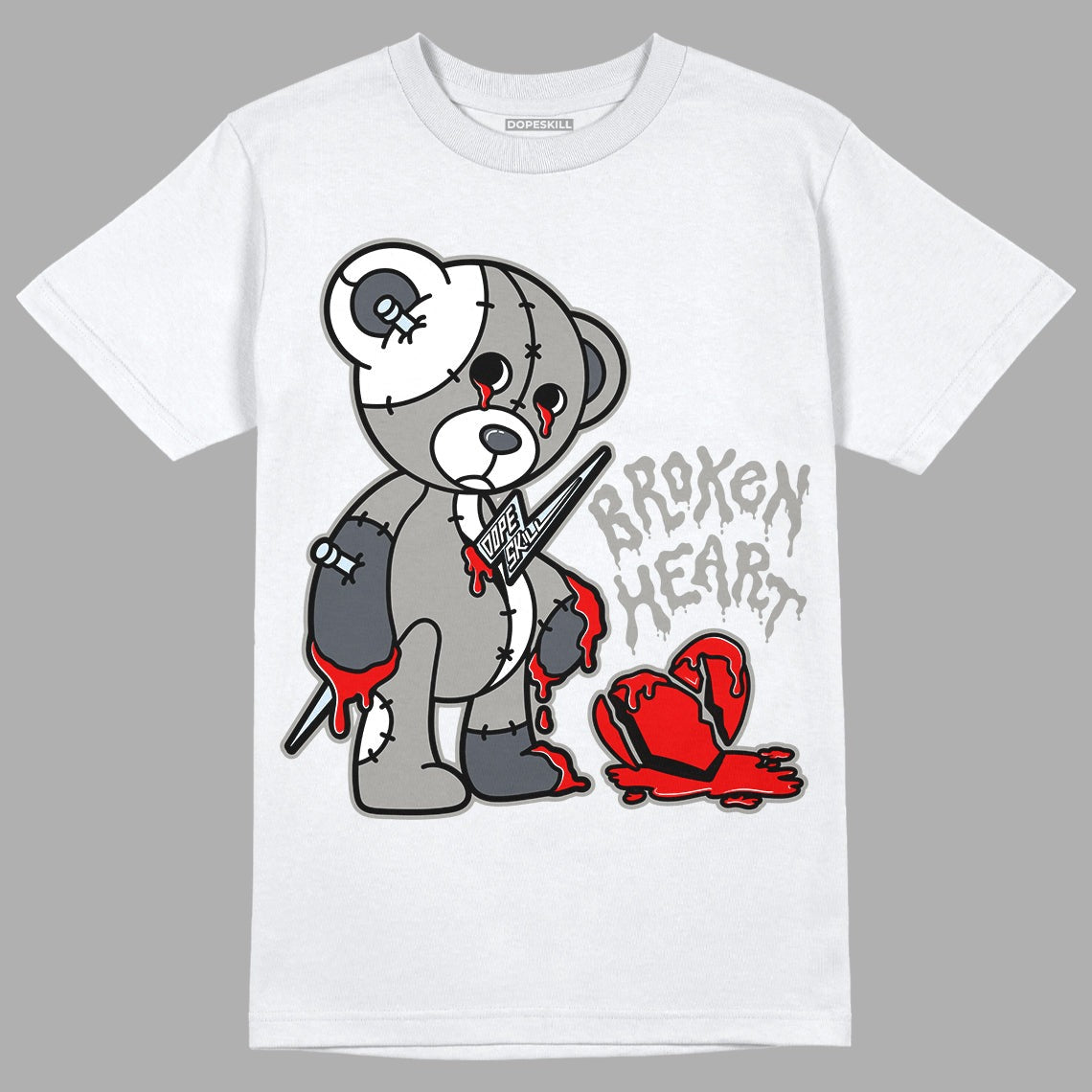 Cool Grey 6s DopeSkill T-Shirt Broken Heart Graphic