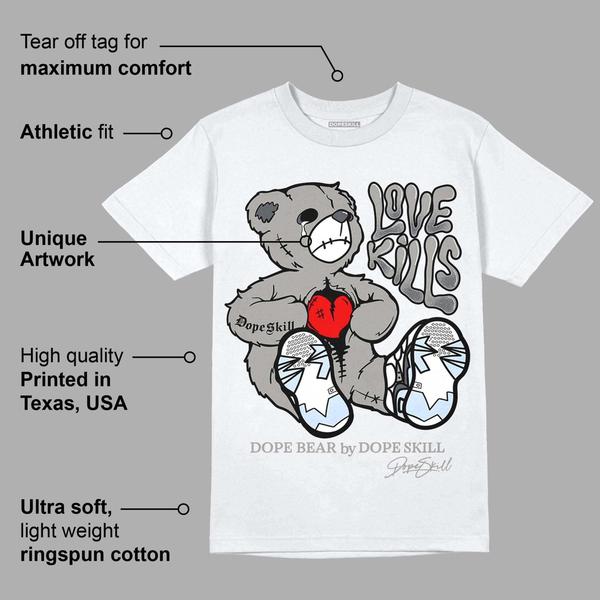 Cool Grey 6s DopeSkill T-Shirt Love Kills Graphic