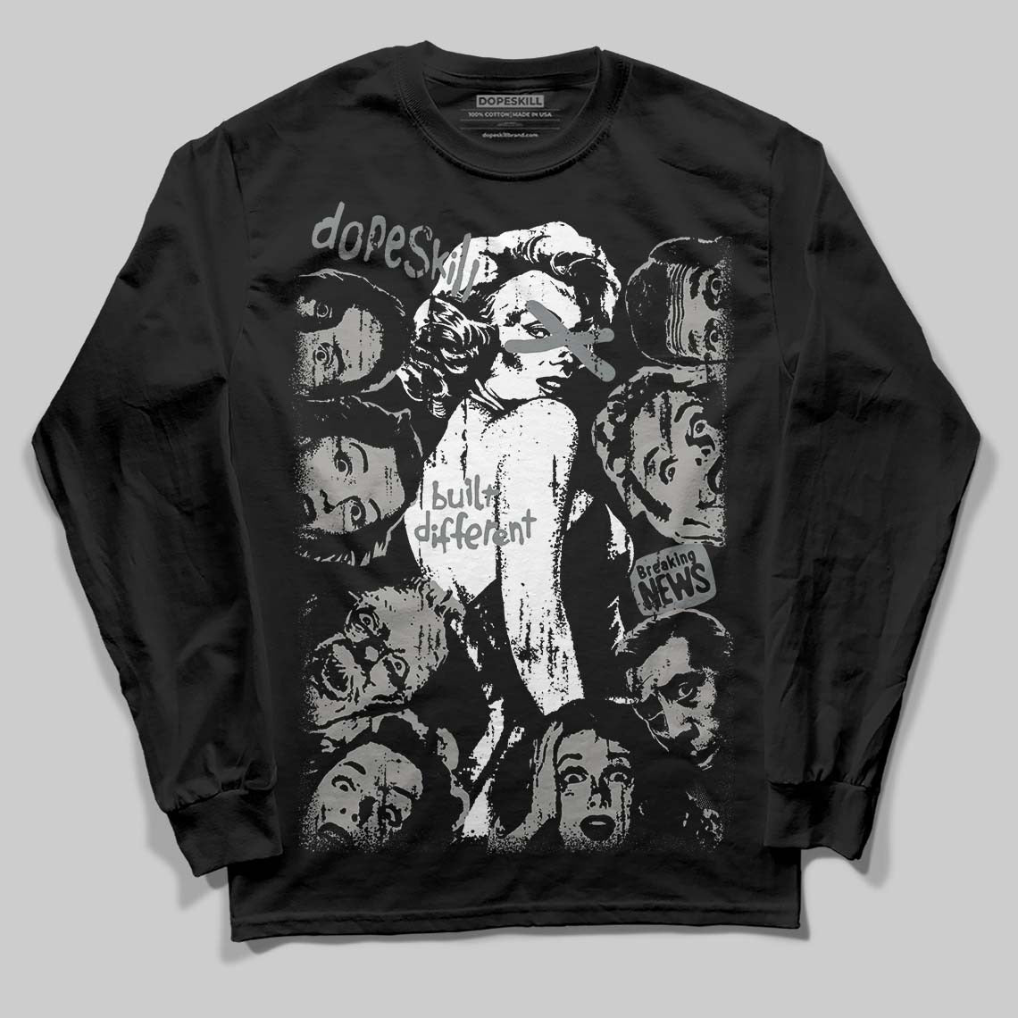 Cool Grey 9s DopeSkill Long Sleeve T-Shirt Built Different Graphic