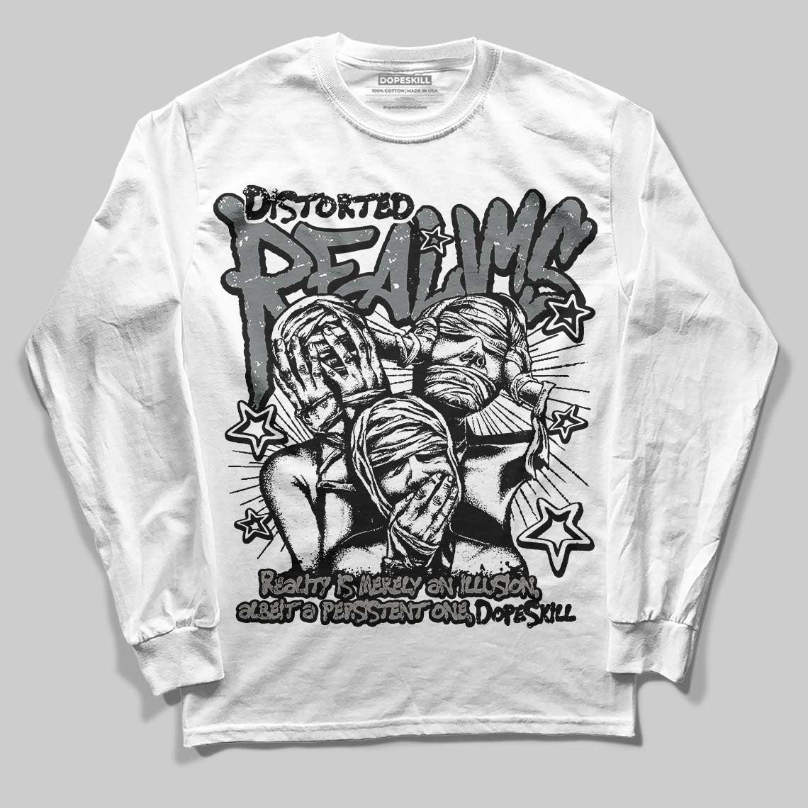 Cool Grey 9s DopeSkill Long Sleeve T-Shirt Distorted Realms Graphic
