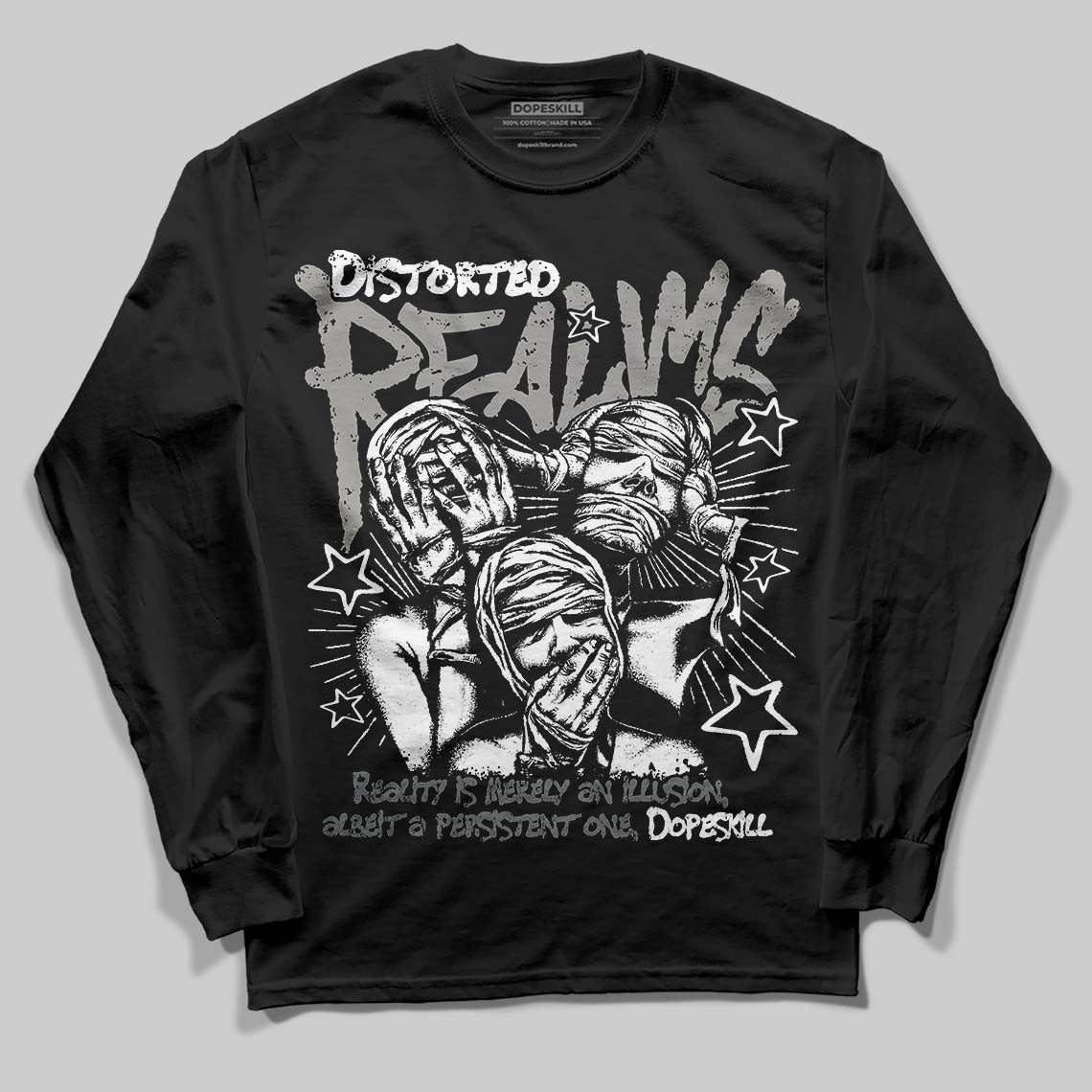Cool Grey 9s DopeSkill Long Sleeve T-Shirt Distorted Realms Graphic