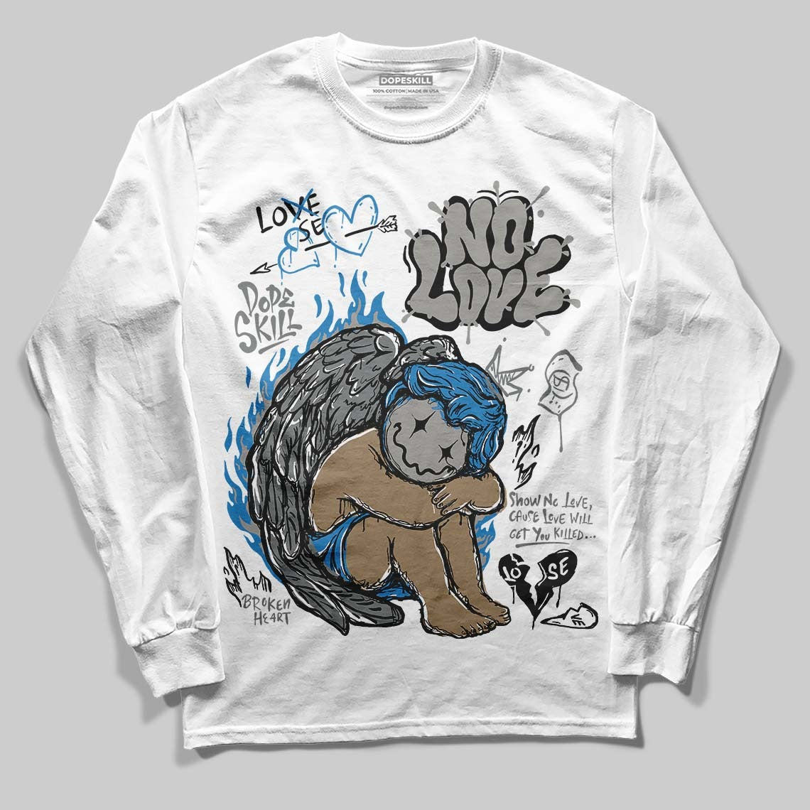 Cool Grey 9s DopeSkill Long Sleeve T-Shirt No Love Graphic