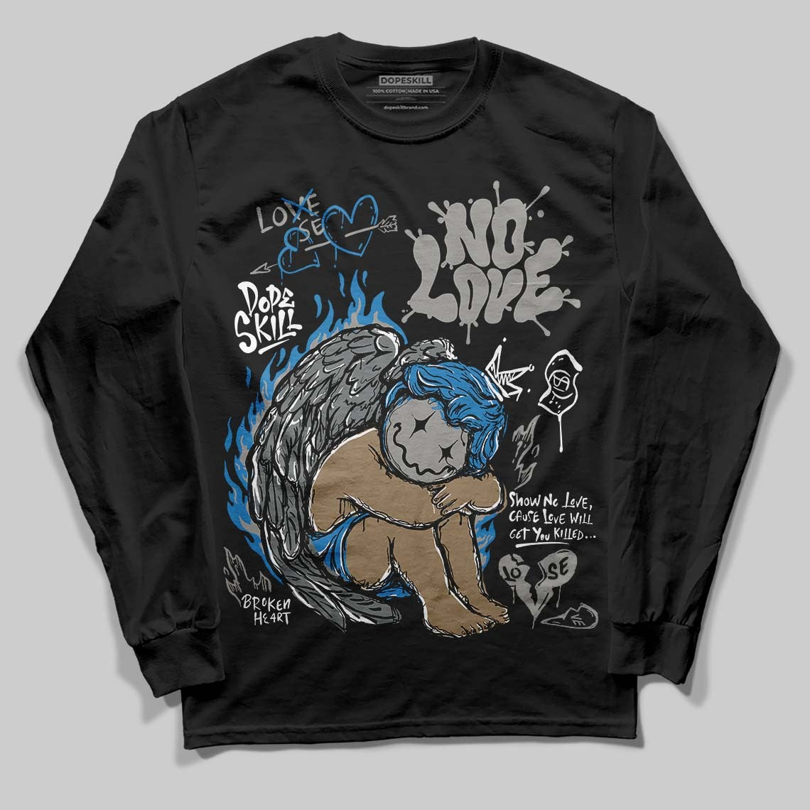 Cool Grey 9s DopeSkill Long Sleeve T-Shirt No Love Graphic