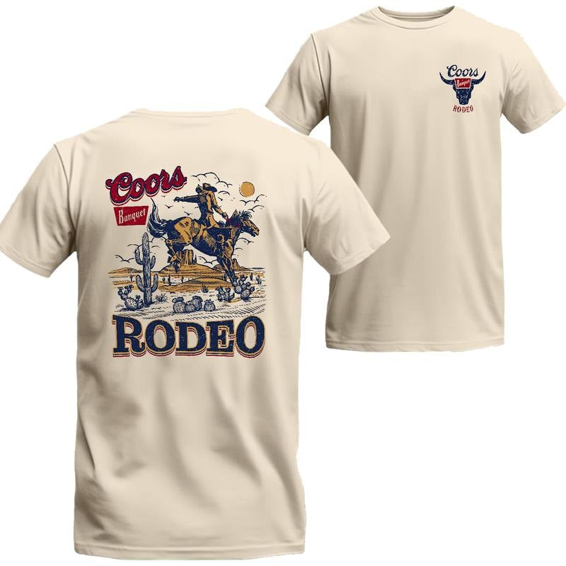 Coor Banqet Rodeo Cowboy T-Shirt Sweatshirt Hoodie, 2 Sided Graphic Printed Unisex Classic Comfort Cotton T-Shirt Menswear Top