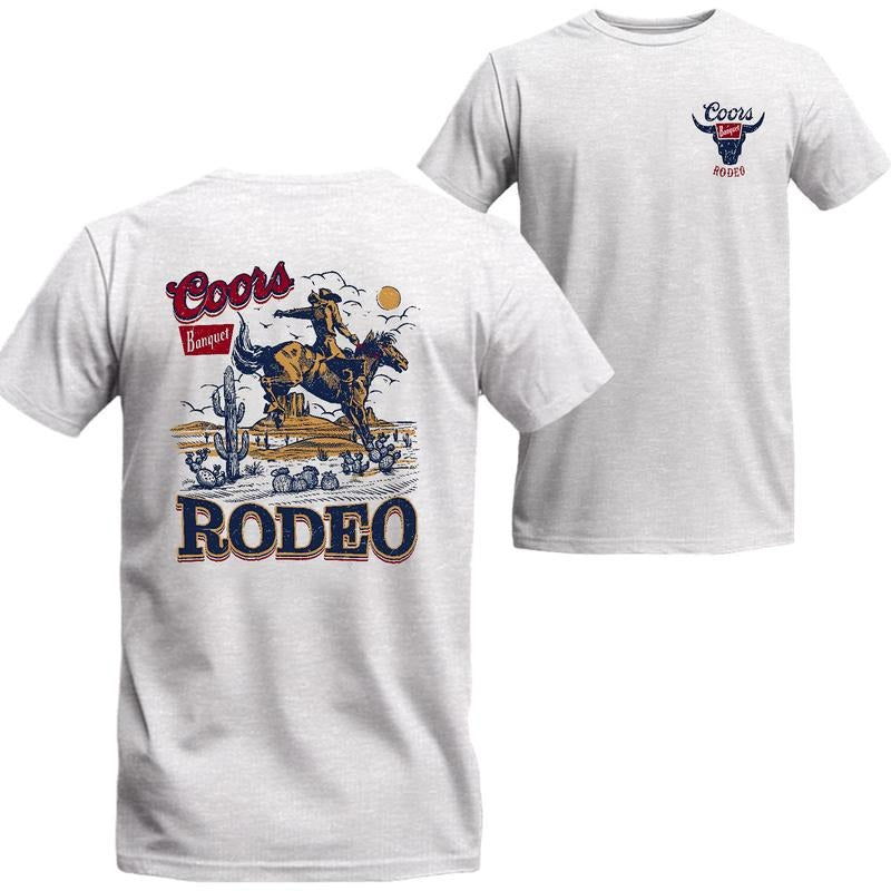 Coor Banqet Rodeo Cowboy T-Shirt Sweatshirt Hoodie, 2 Sided Graphic Printed Unisex Classic Comfort Cotton T-Shirt Menswear Top