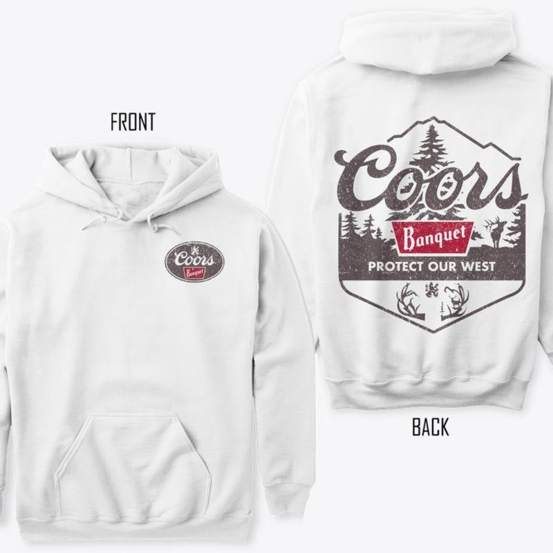 Coors Banquet Elk Hoodie for Men - Protect The West Coors Antler Design - Cotton, Menswear Unisex Sweatshirt Tshirt Hoodie