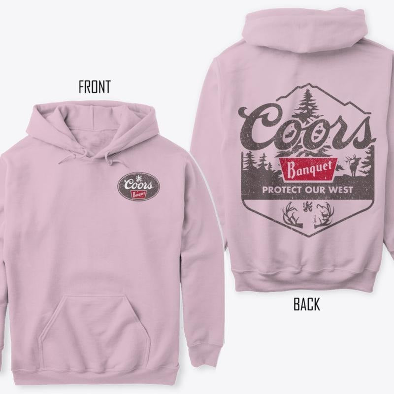 Coors Banquet Elk Hoodie for Men - Protect The West Coors Antler Design - Cotton, Menswear Unisex Sweatshirt Tshirt Hoodie
