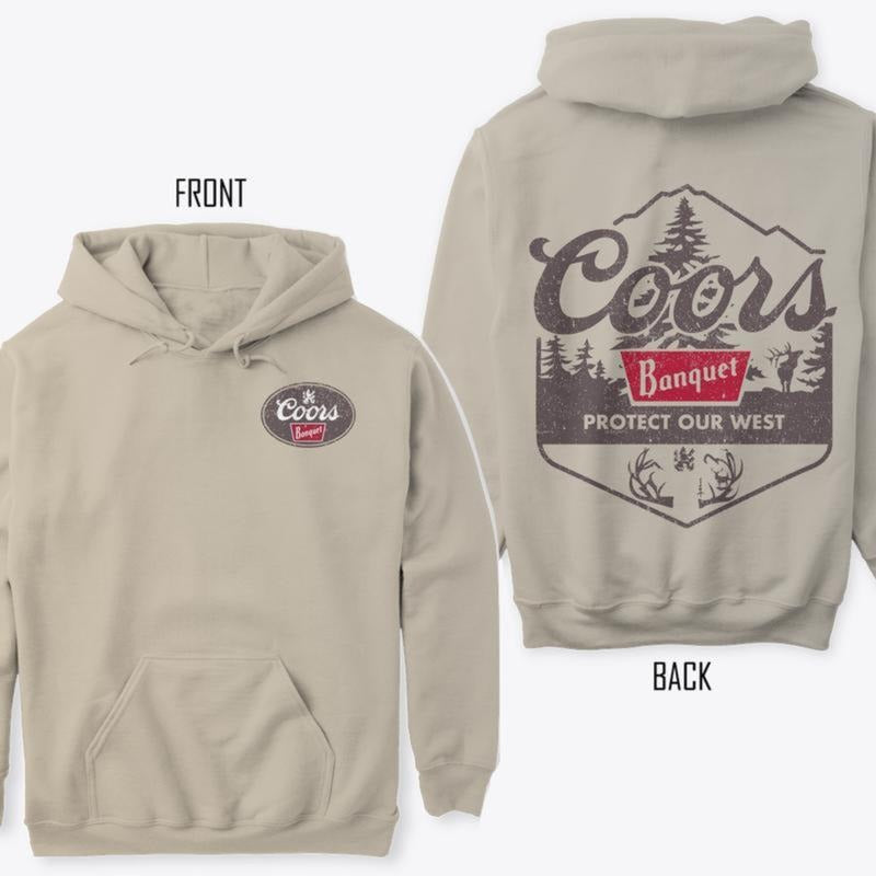 Coors Banquet Elk Hoodie for Men - Protect The West Coors Antler Design - Cotton, Menswear Unisex Sweatshirt Tshirt Hoodie