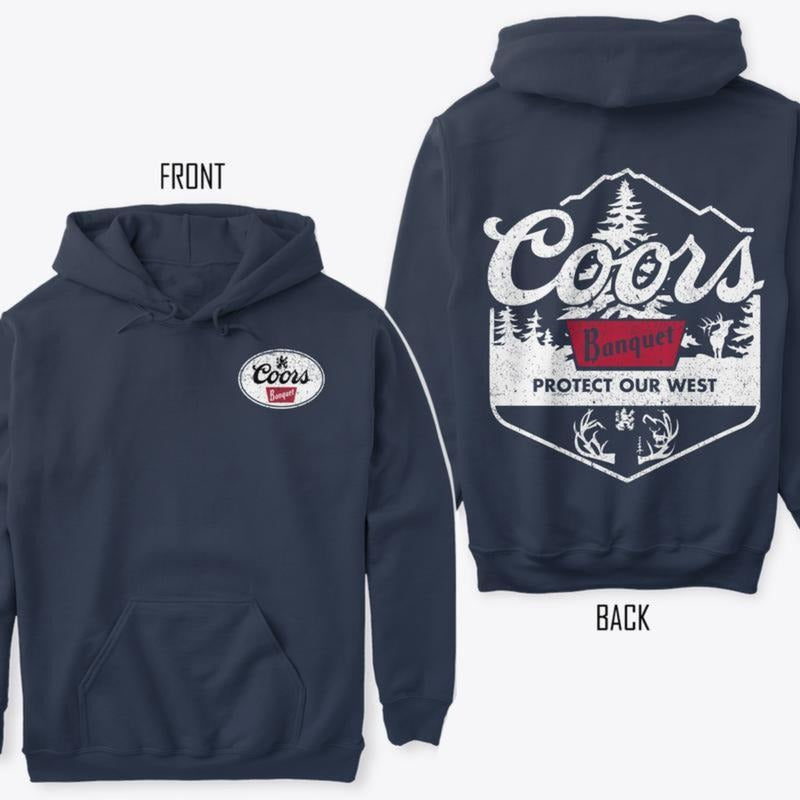 Coors Banquet Elk Hoodie for Men - Protect The West Coors Antler Design - Cotton, Menswear Unisex Sweatshirt Tshirt Hoodie