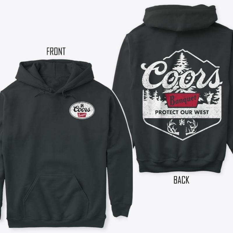 Coors Banquet Elk Hoodie for Men - Protect The West Coors Antler Design - Cotton, Menswear Unisex Sweatshirt Tshirt Hoodie