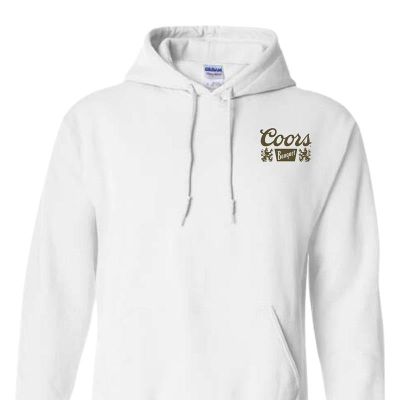 Coors Banquet Hoodie Classic and Rugged Featuring Retro Coors Logo Mountain Graphics, Perfect Beer Enthusiasts Outdoor Adventurers Fabric Menswear