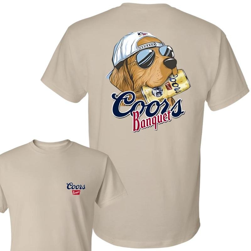 Coors Banquet Hunting Dog T-Shirt, Beer Graphic Tee, Classic Men's Casual Wear style 001