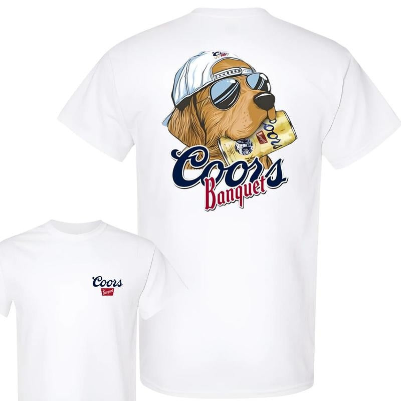 Coors Banquet Hunting Dog T-Shirt, Beer Graphic Tee, Classic Men's Casual Wear style 001