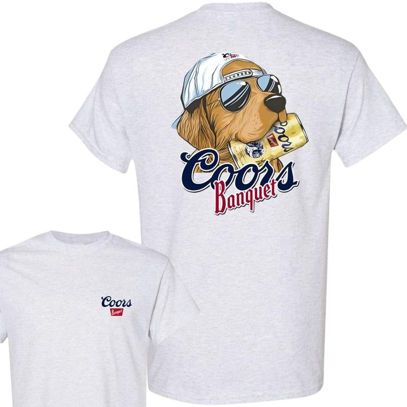 Coors Banquet Hunting Dog T-Shirt, Beer Graphic Tee, Classic Men's Casual Wear style 001