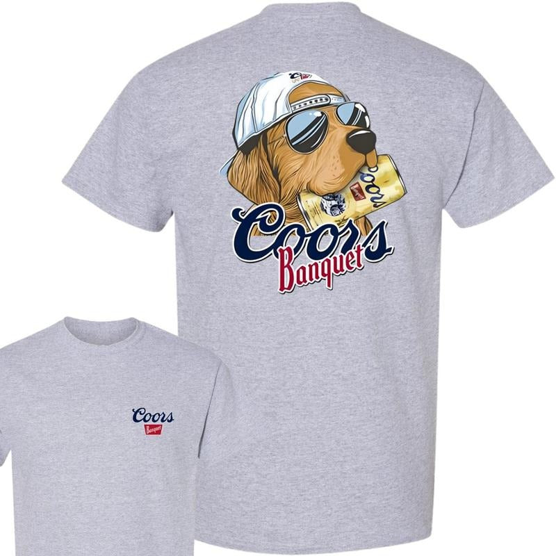 Coors Banquet Hunting Dog T-Shirt, Beer Graphic Tee, Classic Men's Casual Wear style 001