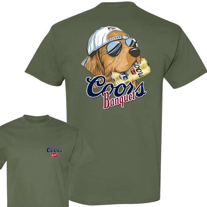 Coors Banquet Hunting Dog T-Shirt, Beer Graphic Tee, Classic Men's Casual Wear style 001