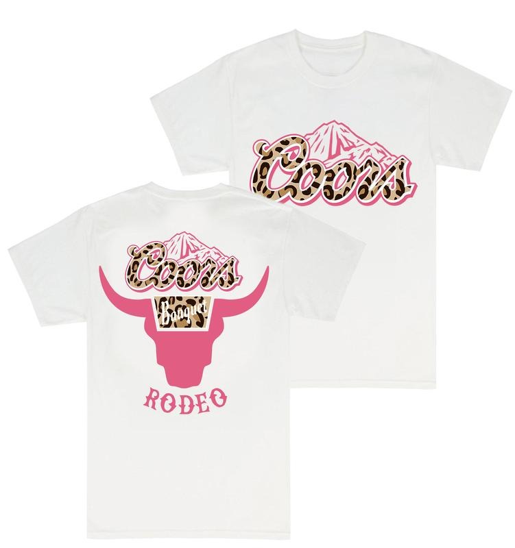 Coors Banquet Rodeo Horns Leopart Logo T-shirt - 2 Side - Minimalist Chic - Versatile Unisex Wear - Choose Your Color - Extended Size Range - Choose Your Fashion style 001