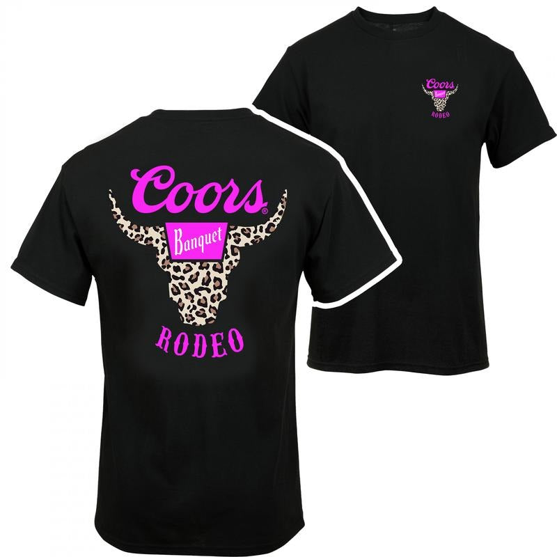 Coors Banquet Rodeo Horns Pink Leopart T-shirt - 2 Side - Gilf gift Women - Unisex - Trendy Styles Available - Size Choices Galore - Fashion Without Borders - Every Color Available - Athleisure Wear style 001