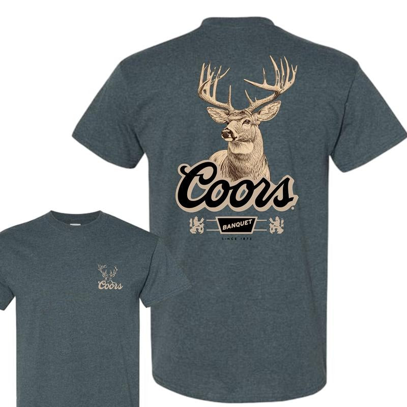 Coors Banquet Whitetail Buck T-Shirt -  Vintage Tee, Graphic Tees, Casual Outdoor Shirt, Gift for Friends, Perfect for Beer Enthusiasts,  Rugged & Retro Style T-Shirt, Outdoor Wear, Hunting Tees, Graphic Tees Men, Mens Clothing, Menswear Tops
