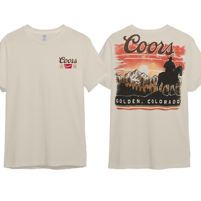 Coors Cowboy Sunset Hoodie Coors Banquet Tee, Cotton Crewneck Unisex Hoodie Sweatshirt T-Shirt for Men and Women, Ideal Gift for Him