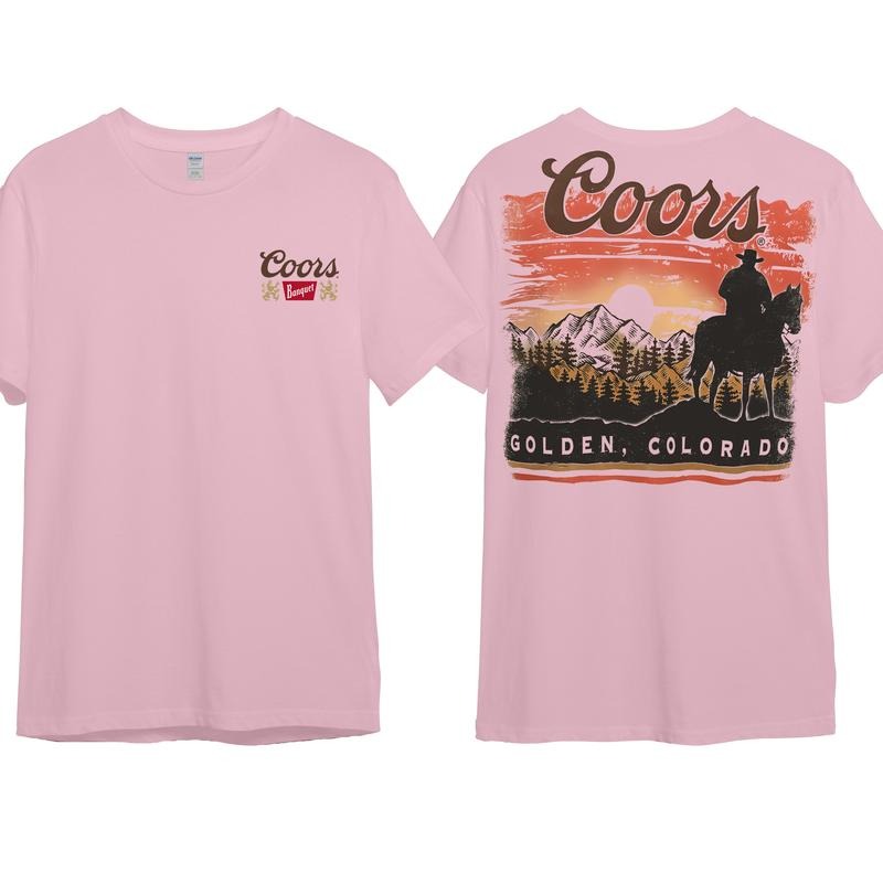 Coors Cowboy Sunset Hoodie Coors Banquet Tee, Cotton Crewneck Unisex Hoodie Sweatshirt T-Shirt for Men and Women, Ideal Gift for Him