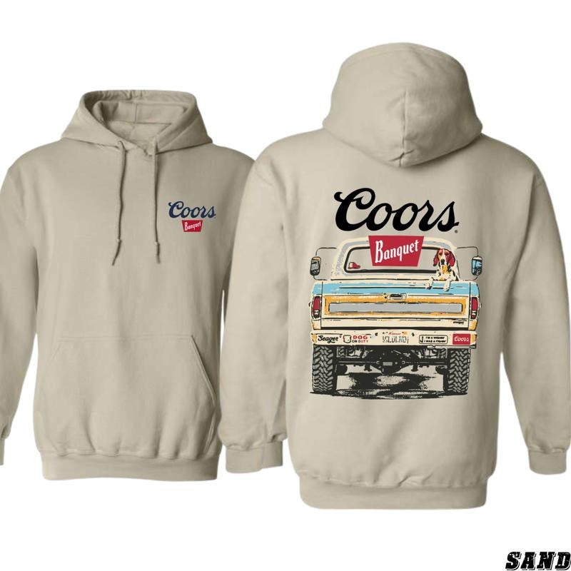Coors Retro Truck Graphic Hoodie with Banquet Logo - Men's Sweatshirt - boyfriend gifts, Menswear, Sweatshirts