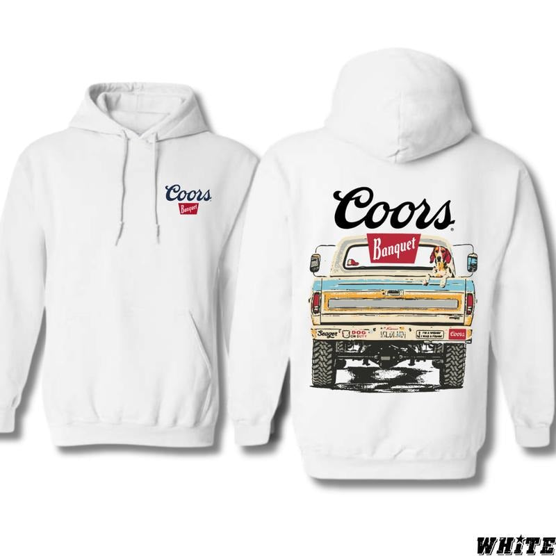 Coors Retro Truck Graphic Hoodie with Banquet Logo - Men's Sweatshirt - boyfriend gifts, Menswear, Sweatshirts