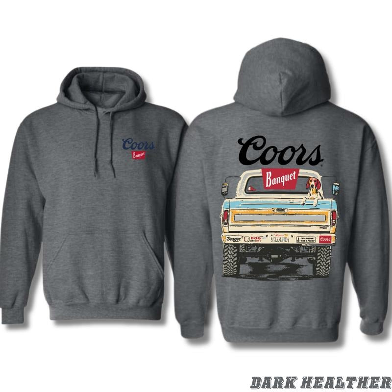 Coors Retro Truck Graphic Hoodie with Banquet Logo - Men's Sweatshirt - boyfriend gifts, Menswear, Sweatshirts