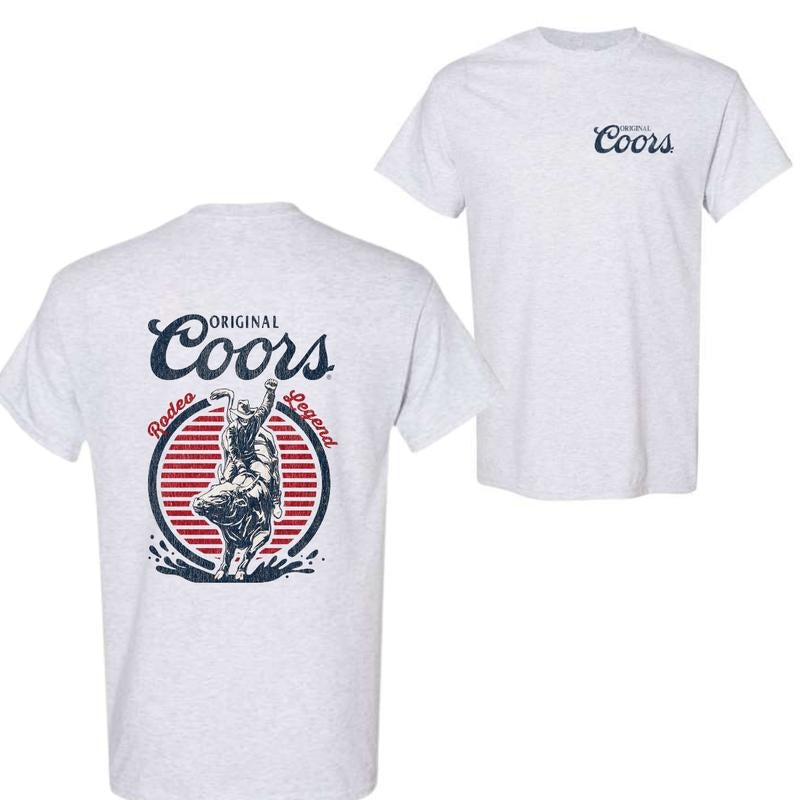 Coors Rodeo Vintage Graphic T-Shirt, Retro Cowboy Shirt, Oversized Coors T-Shirt, Vintage Washed Shirt, For Men, For Women Fabric Menswear Fashion style 001