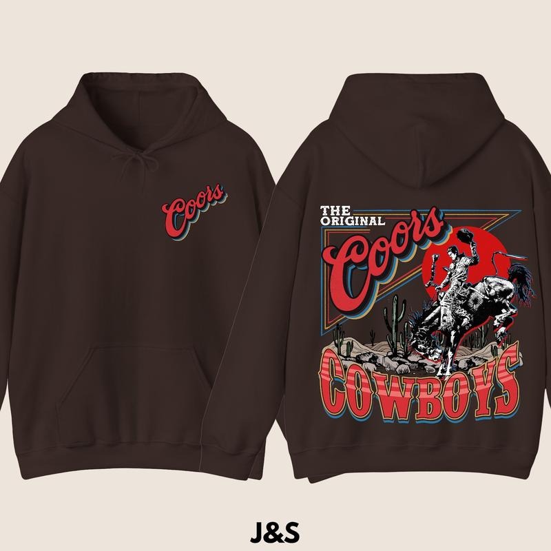 Coors Western Cowboy Hoodie, Sweatshirt,Vintage 90s Graphic Western Hoodie, Retro Coors Hoodie, Wild West Gift, Cool Gift