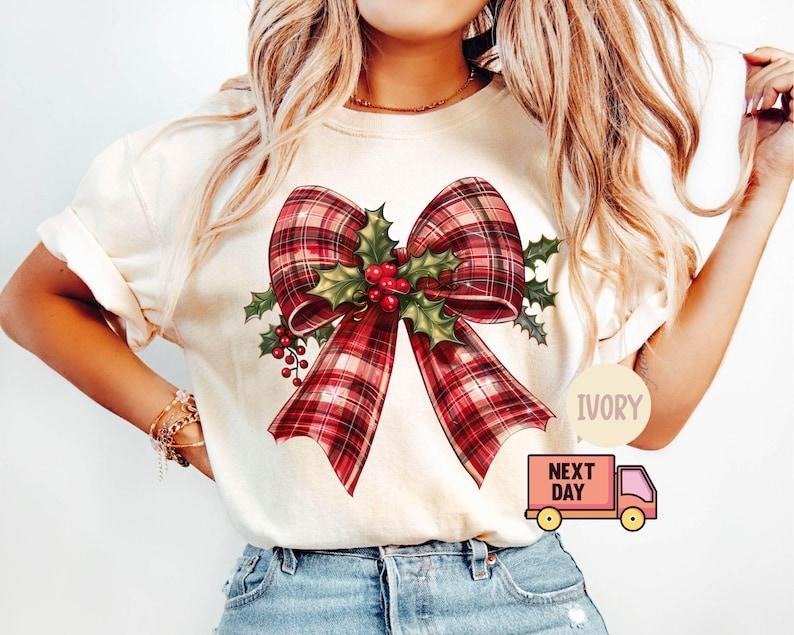 Coquette Christmas Shirt, Christmas Bow Shirt, Christmas Squad Gift, Cute Winter Shirt, Women's Holiday Party Shirt, Xmas Tee, Cotton, Crewneck, Graphic Tee