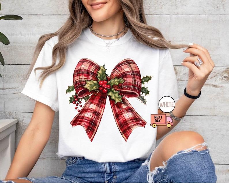 Coquette Christmas Shirt, Christmas Bow Shirt, Christmas Squad Gift, Cute Winter Shirt, Women's Holiday Party Shirt, Xmas Tee, Cotton, Crewneck, Graphic Tee