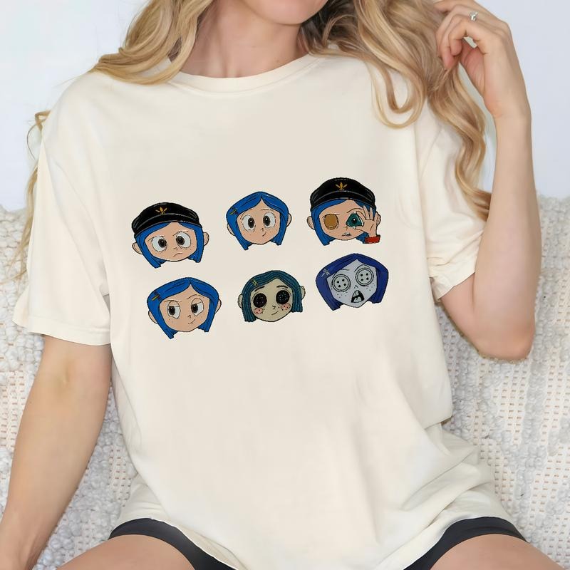 Cor.ralinee Chibi Emotions Shirt, Horror Cor.ralinee movies, Horror Character Shirt, Halloween Crewneck Sweatshirt