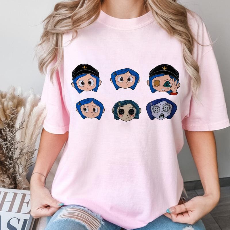 Cor.ralinee Chibi Emotions Shirt, Horror Cor.ralinee movies, Horror Character Shirt, Halloween Crewneck Sweatshirt