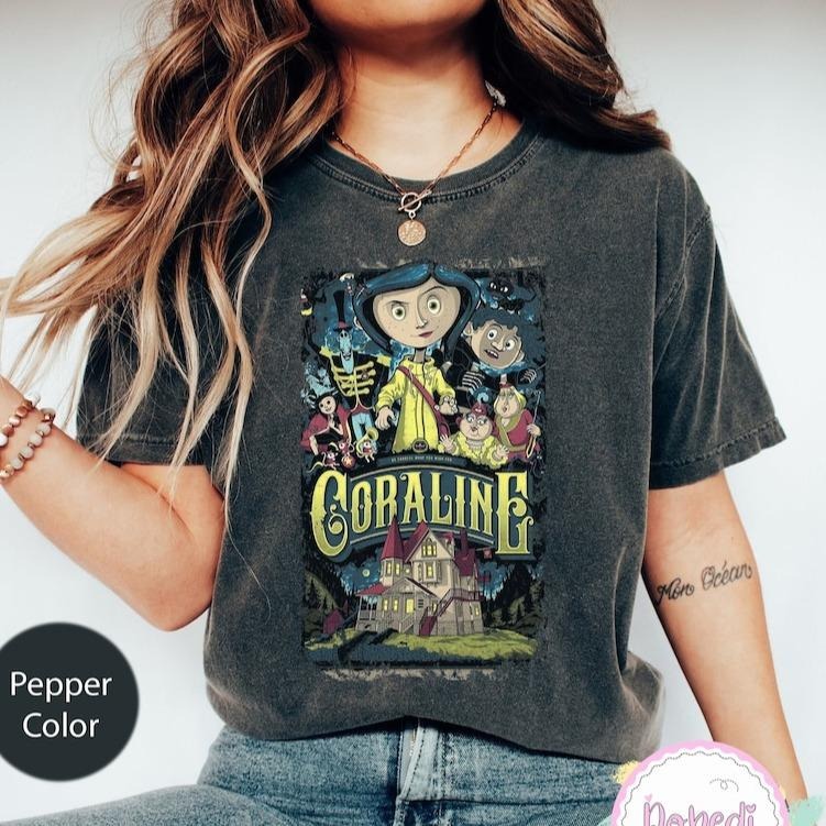 Coraline Best For Coraline Movie Vintage Retro Horror Comfort Colors T-Shirt, Cartoon Shirt