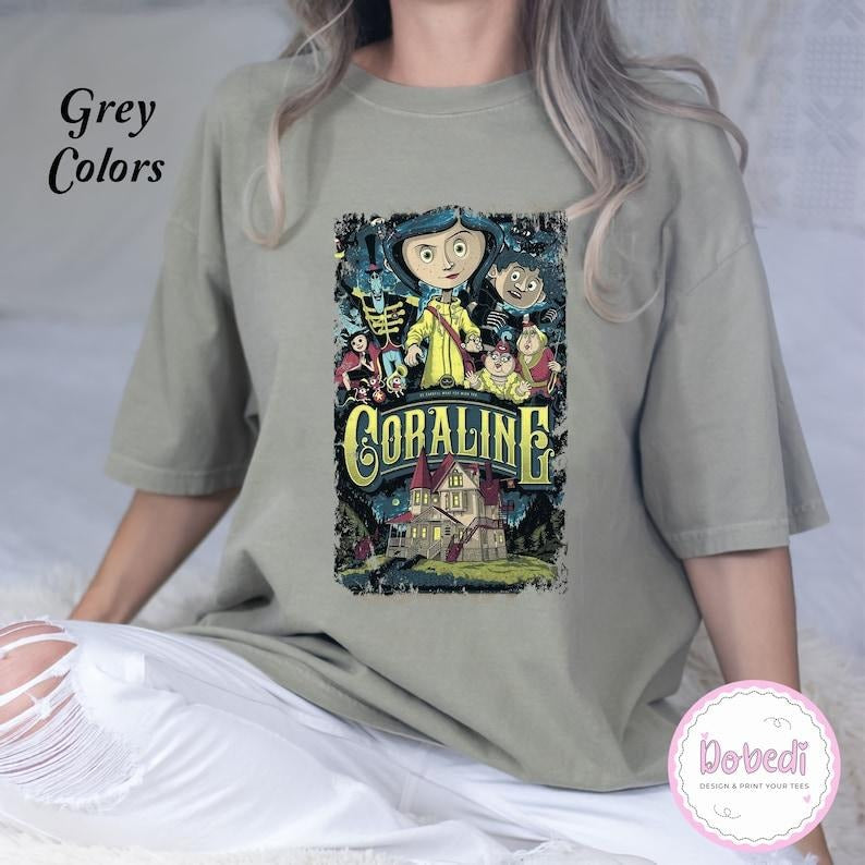 Coraline Best For Coraline Movie Vintage Retro Horror Comfort Colors T-Shirt, Cartoon Shirt
